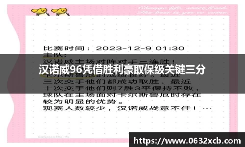 汉诺威96凭借胜利豪取保级关键三分