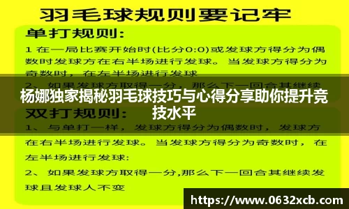 杨娜独家揭秘羽毛球技巧与心得分享助你提升竞技水平