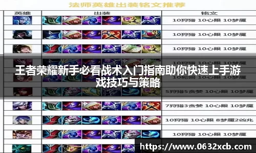 王者荣耀新手必看战术入门指南助你快速上手游戏技巧与策略